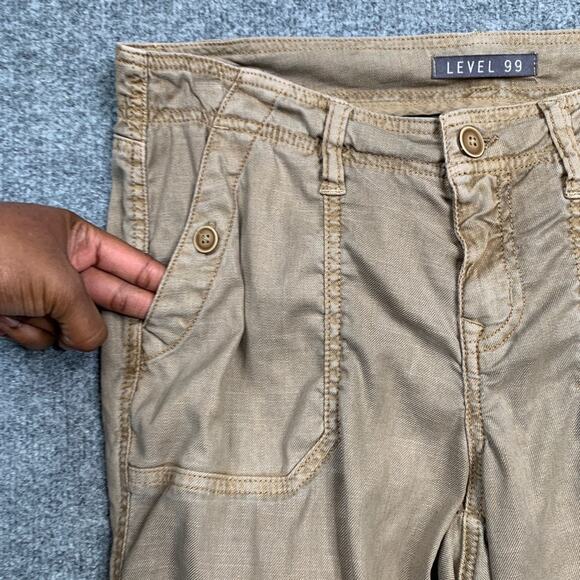 Level 99 Pants Women 27 Husk Linen Tencel Blend Dayla Cargo Pockets Utility - Picture 4 of 14